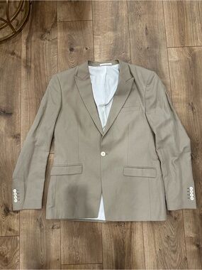 Sandro Men's Light Taupe Single-Button Blazer Sportcoat Size 54